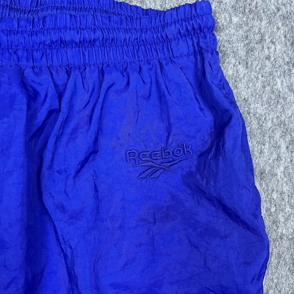 Vtg Reebok Men's Track Pants Blue Nylon Elastic Waist Zip Ankle 90's Size Medium